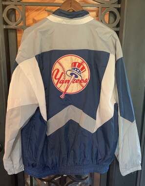 VTG 90s NY Yankees Starter Full Zip Windbreaker XL MLB Embroidered